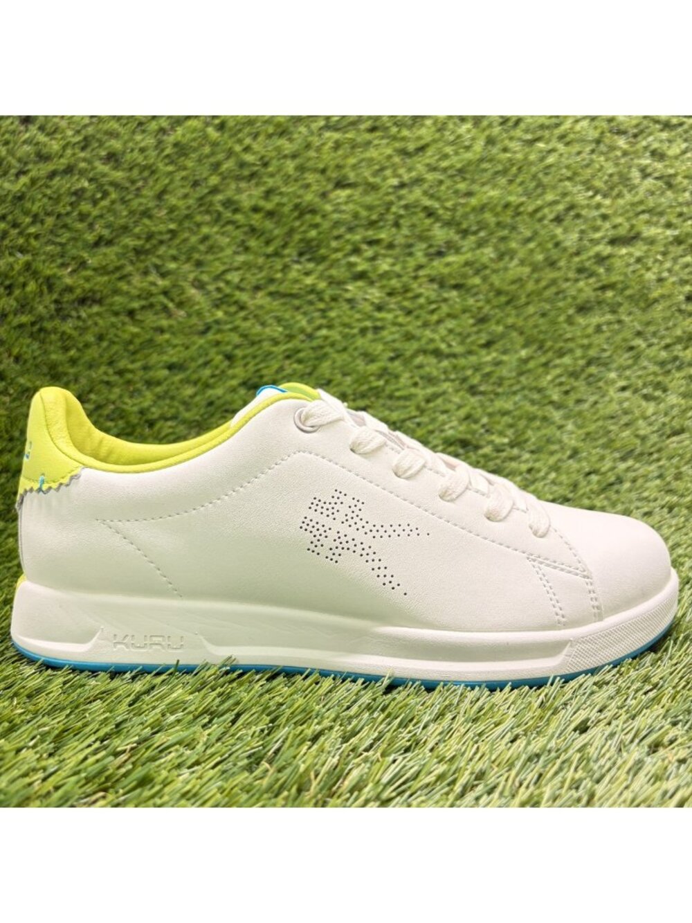 Kuru Roam Classic Court Womens Size 7 White Lime Athletic Leather Shoes Sneakers